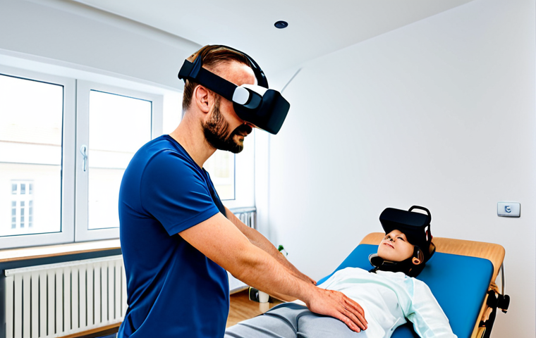 감각확장 기술을 활용한 이벤트 기획 사례 - **Prompt:** "A student wearing a VR headset, fully immersed in a virtual classroom, surrounded by in...