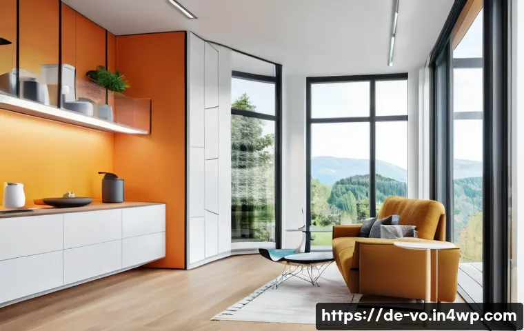 감각확장 기술의 법적 제도적 측면 - A futuristic smart home interior in a modern German apartment, featuring diverse sensor devices like...