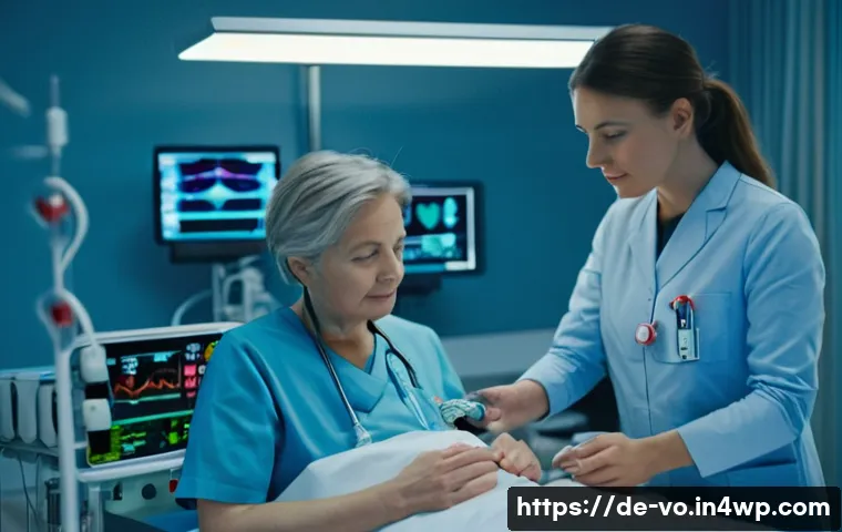 헬스케어에서의 감각확장 기술 활용 - A modern German hospital intensive care unit scene showing a nurse wearing professional attire, plac...